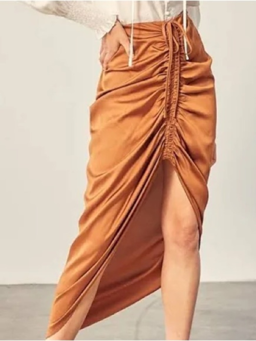 Mustard Seed CopperRuched High-Low Skirt with Front Slit